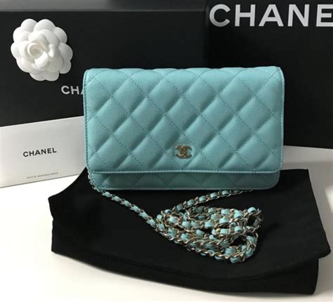 chanel wallet on chain blue|chanel woc online shop.